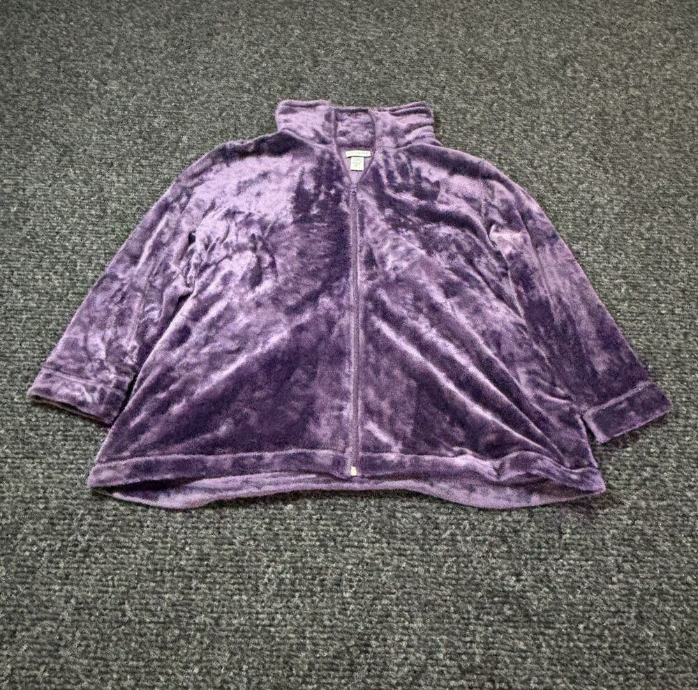 Catherines Purple Velour Full Zip Track Jacket Plus 14/16WP Long Sleeve
